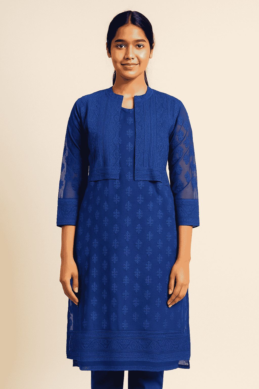 Shree Shanti Selection - Dark Blue Chikankari Kurti